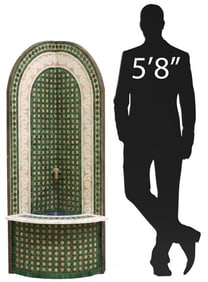LARGE MOROCCAN CERAMIC TILE MOSAIC WALL FOUNTAIN, 59.25"H