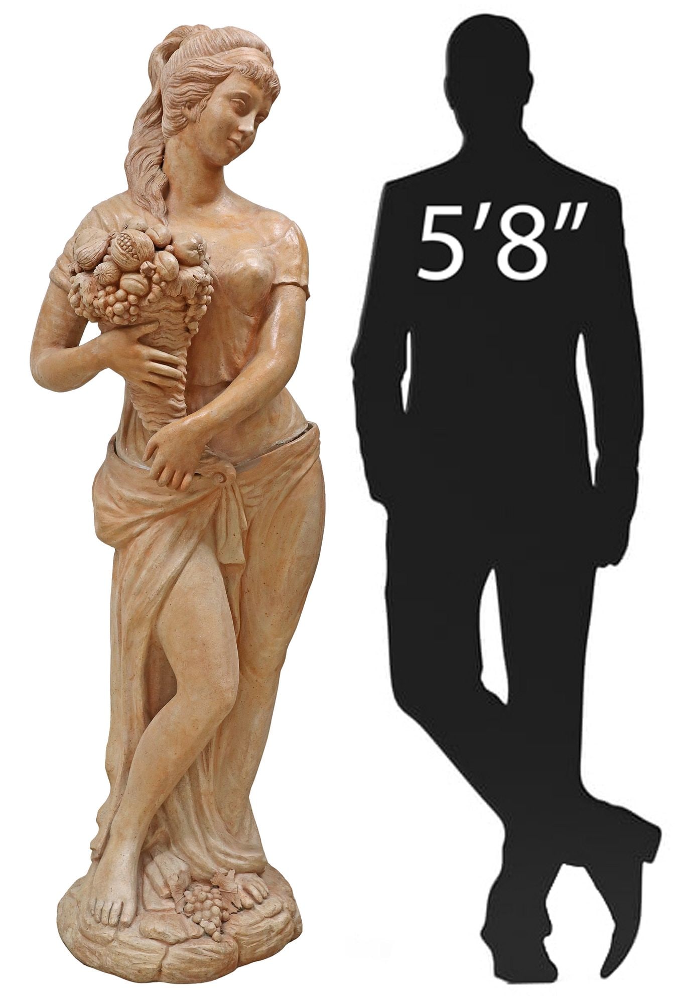 LIFE-SIZE ITALIAN TERRACOTTA DELL'ABBONDANZA SCULPTURE SIGNED PALMIERI, 67" (1 of 6)
