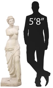 NEAR LIFE-SIZE CAST GARDEN STATUE, VENUS DE MILO, 56"H