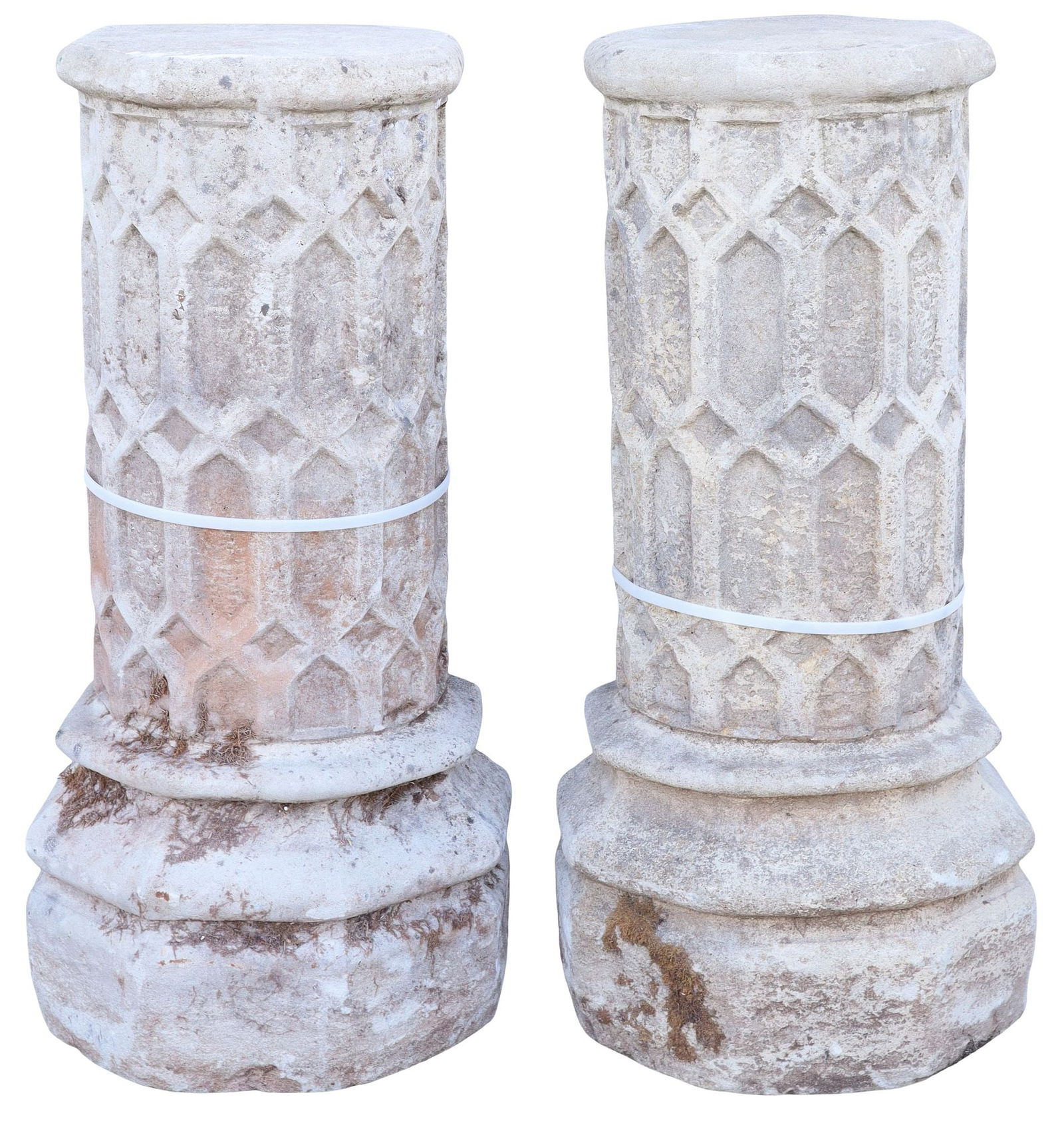 (2) CAST STONE GARDEN PILLARS / PEDESTAL STANDS, 31"H (1 of 3)