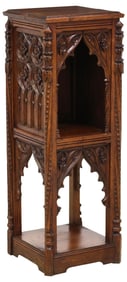 FRENCH GOTHIC REVIVAL CARVED OAK ALTAR NICHE/TABERNACLE CABINET