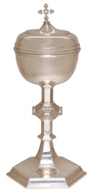 LARGE GOTHIC REVIVAL STERLING SILVER CIBORIUM