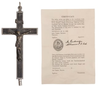 GERMAN RELIQUARY CRUCIFIX PECTORAL PENDANT WITH COA