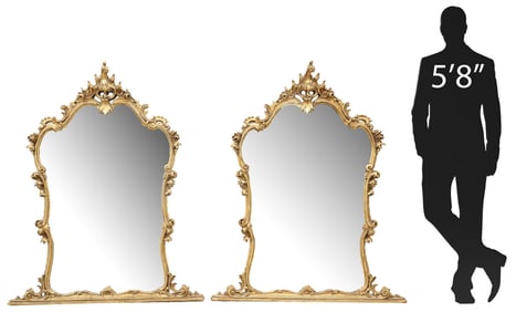 (2) LOUIS XV STYLE GILT OVERMANTEL MIRRORS, 57.5"H