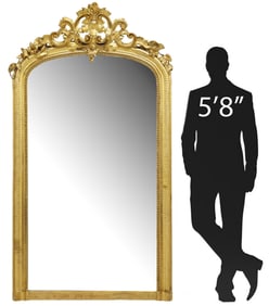 MONUMENTAL FRENCH LOUIS XV STYLE GILT MIRROR, 83" X 45"