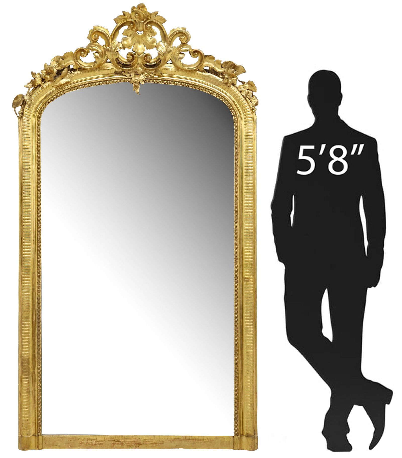 MONUMENTAL FRENCH LOUIS XV STYLE GILT MIRROR, 83" X 45" (1 of 4)