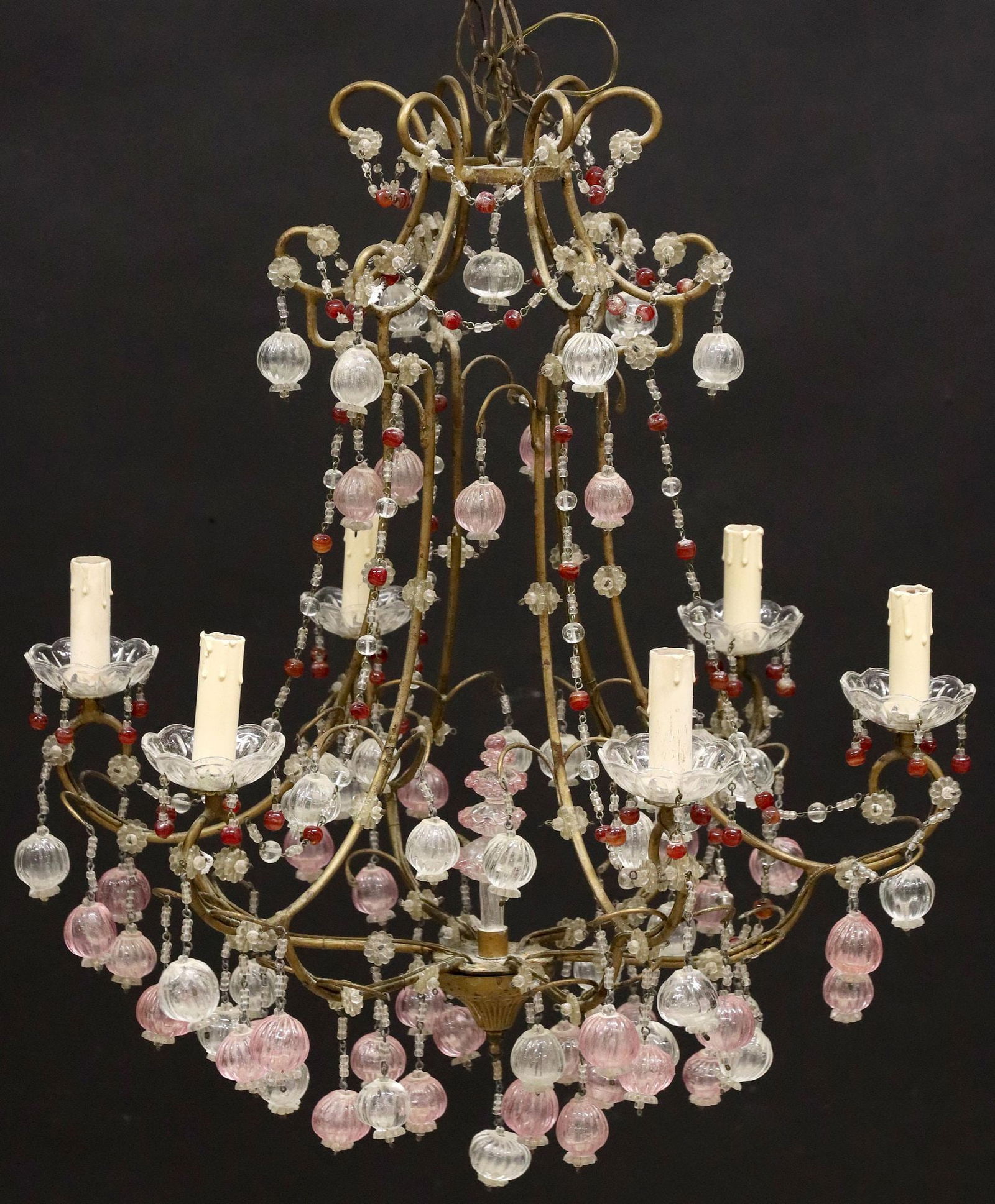 ITALIAN MURANO GLASS & CRYSTAL BEADED 6-LIGHT CHANDELIER (1 of 4)