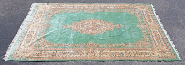 LARGE HAND-TIED PERSIAN AUBUSSON STYLE RUG, 14'7" X 9'7"