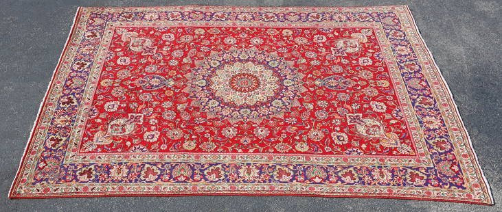 HAND-TIED TABRIZ ESTATE RUG, 13'1" X 9'3": Hand-tied Tabriz estate rug, approx 13&#39;1&quot;l, 9&#39;3&quot;w&nbsp;**Please Note: All of the rugs offered in this auction would likely benefit from a professional cleaning. Estate rugs may show