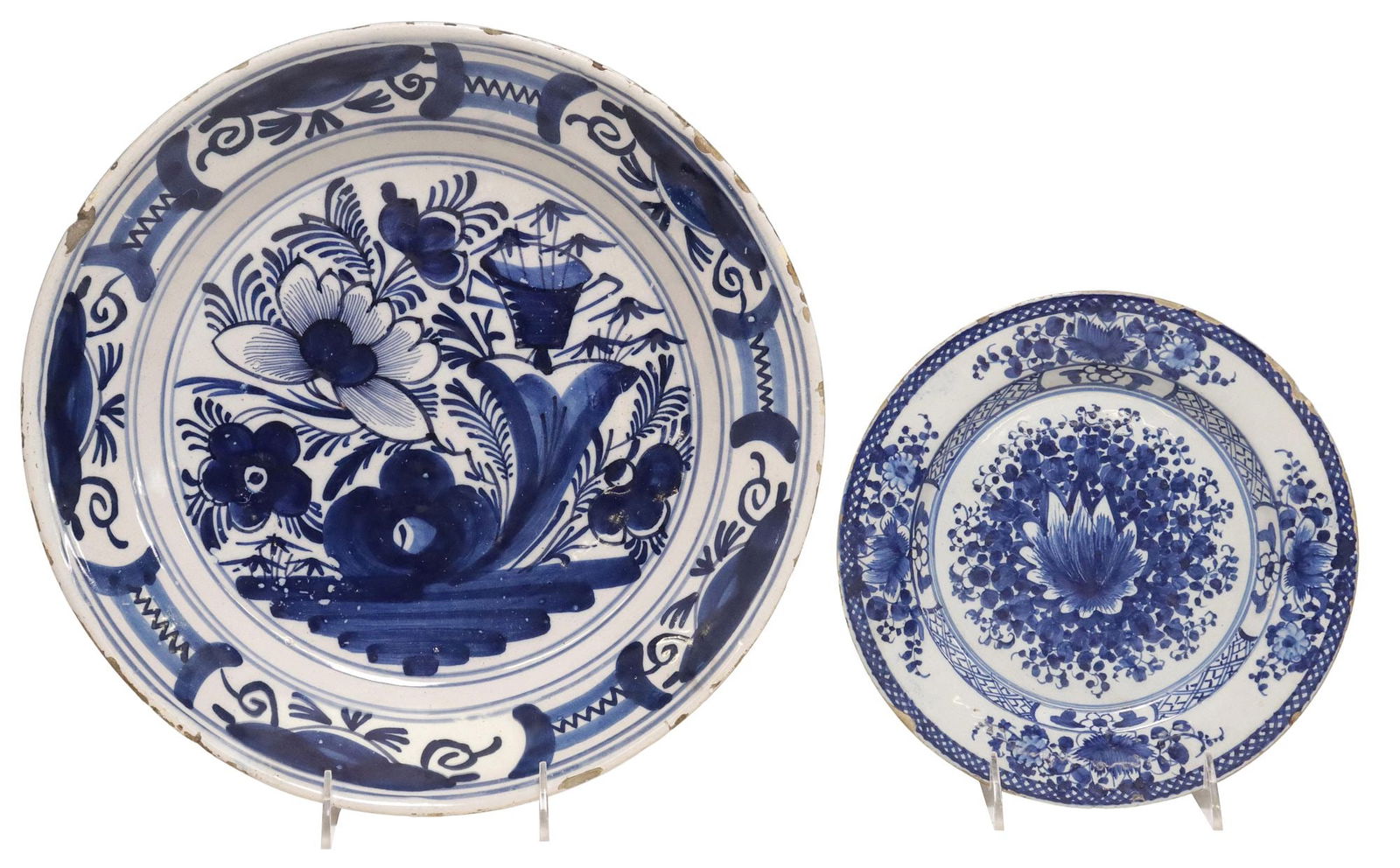 (2) DELFT BLUE & WHITE CHARGER & SMALL PLATE (1 of 3)