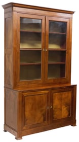 FRENCH LOUIS PHILIPPE MAHOGANY STEPBACK BOOKCASE