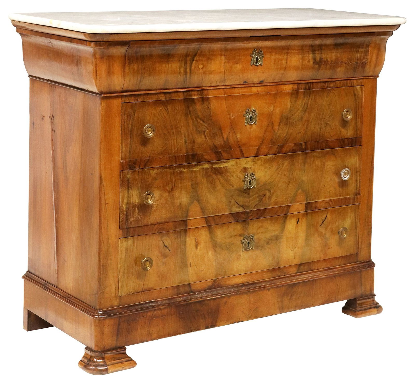 FRENCH LOUIS PHILIPPE MARBLE-TOP BURLED WALNUT SECRETARY COMMODE (1 of 5)