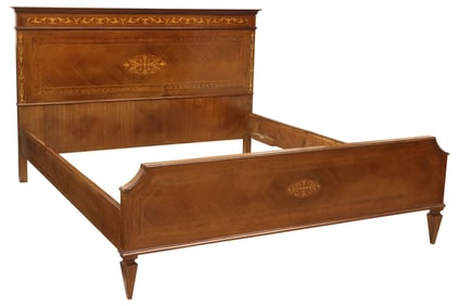 ITALIAN NEOCLASSICAL STYLE MARQUETRY & PARQUETRY BED