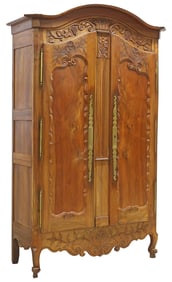 FRENCH PROVINCIAL CARVED WALNUT WEDDING ARMOIRE