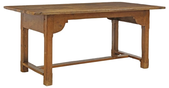 FRENCH PROVINCIAL OAK FARMHOUSE TABLE, 69"L