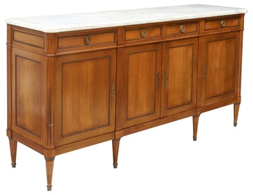 FRENCH LOUIS XVI STYLE MARBLE-TOP MAHOGANY SIDEBOARD