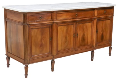 FRENCH LOUIS XVI STYLE MARBLE-TOP MAHOGANY SIDEBOARD