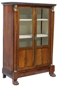FRENCH EMPIRE MARBLE-TOP MAHOGANY BOOKCASE