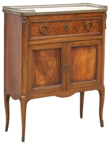 FRENCH LOUIS XVI STYLE MARBLE-TOP MAHOGANY CABINET