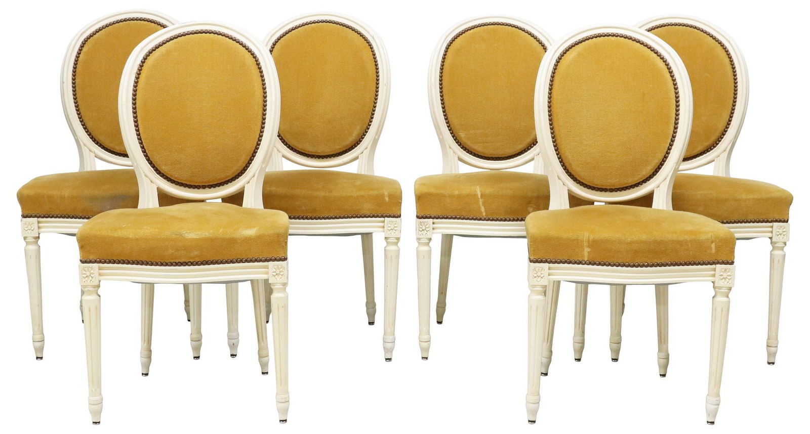 (6) FRENCH LOUIS XVI STYLE CREAM-PAINTED DINING CHAIRS (1 of 3)