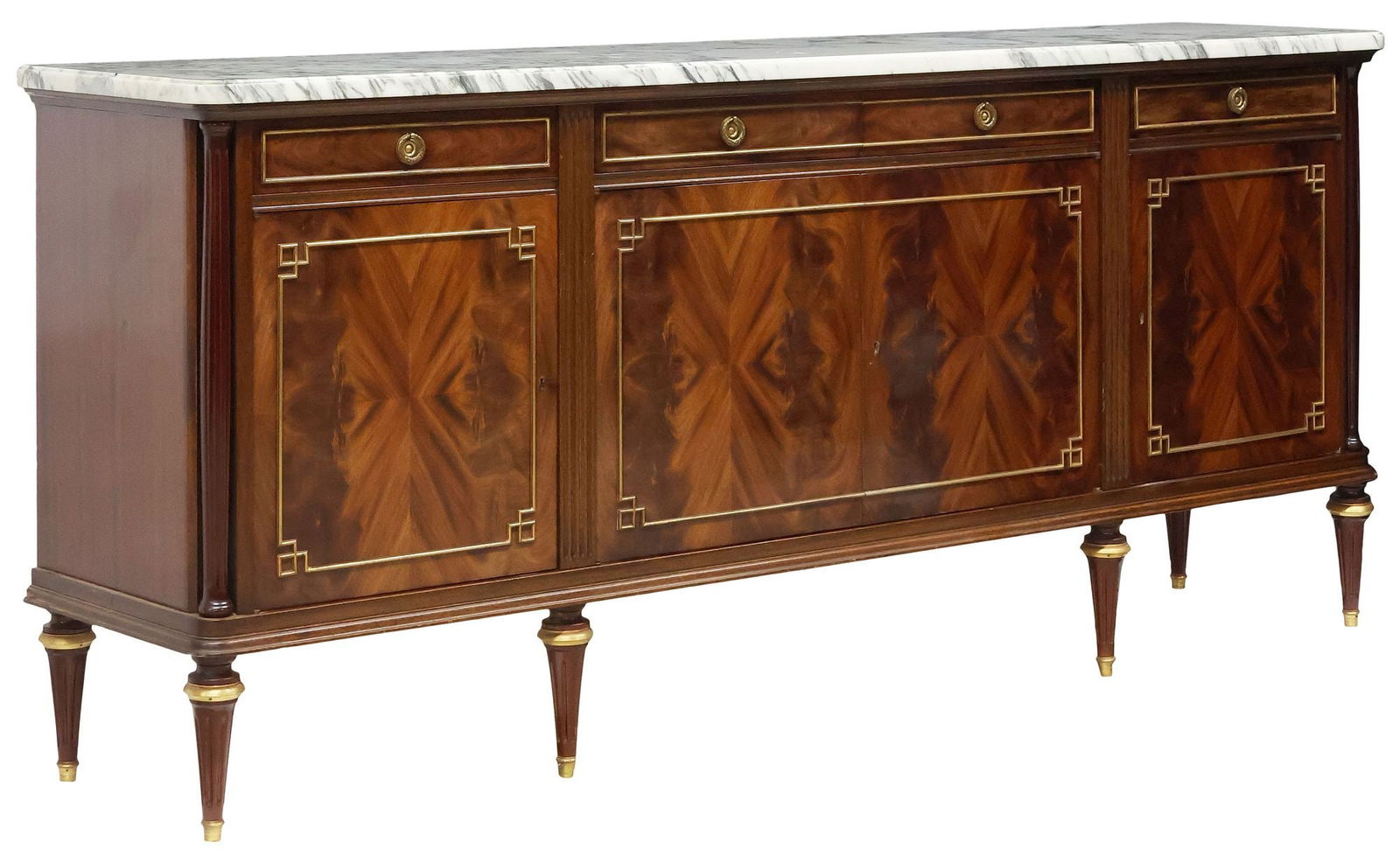 FRENCH LOUIS XVI STYLE MARBLE-TOP MAHOGANY SIDEBOARD (1 of 7)