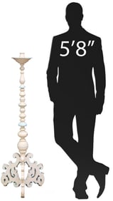 LARGE ITALIAN PAINT-DECORATED STANDING CANDLESTICK, 49.75"H