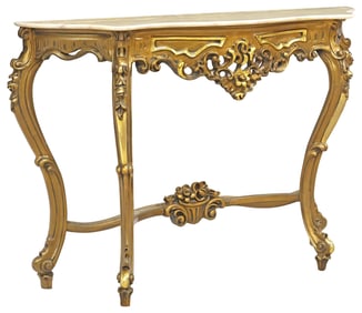 ITALIAN LOUIS XV STYLE ONYX-TOP GILTWOOD CONSOLE TABLE