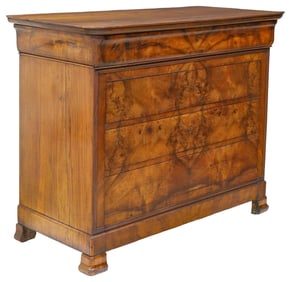 FRENCH LOUIS PHILIPPE PERIOD MARBLE-TOP FIGURED WALNUT COMMODE