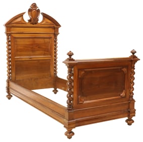 FRENCH HENRI II STYLE SPIRALED WALNUT BED