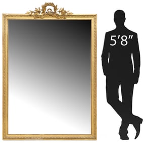 LARGE FRENCH LOUIS XVI STYLE GILTWOOD MIRROR, 70.5" X 48.5"