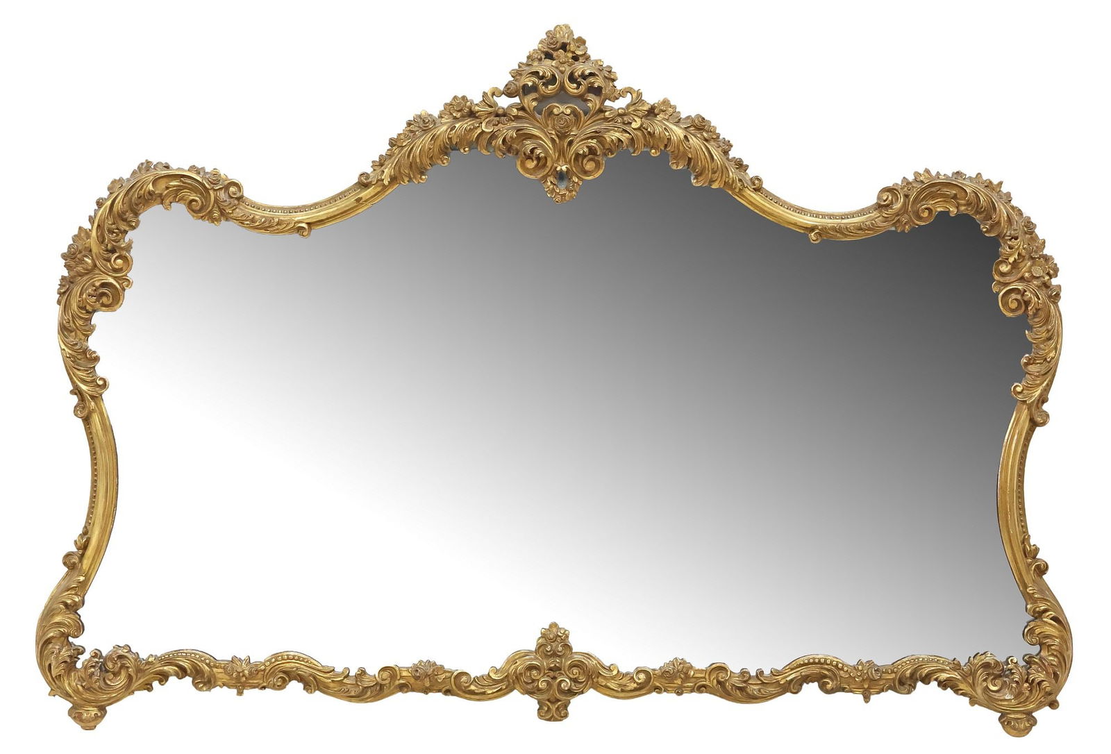 ITALIAN BAROQUE STYLE GILTWOOD SCROLLED FOLIATE MIRROR (1 of 3)