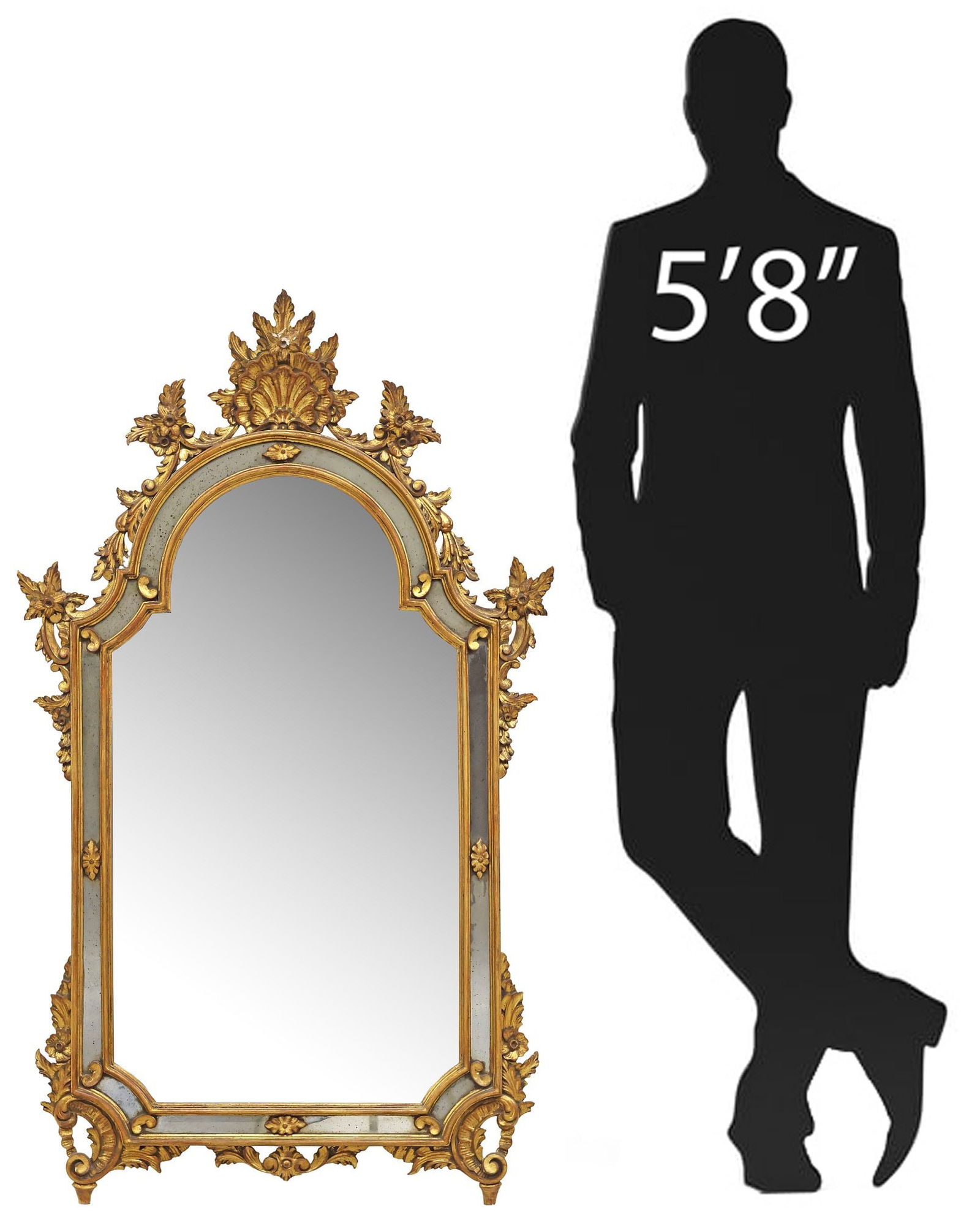 FLORENTINE LOUIS XV STYLE GILT PARCLOSE MIRROR (1 of 4)