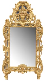 FRENCH REGENCE STYLE GILTWOOD PARCLOSE MIRROR, 49" X 25"