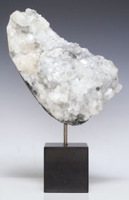 GEOLOGICAL APOPHYLLITE CLUSTER ON BLACK GRANITE BASE