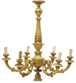 ITALIAN GILTWOOD SIX-LIGHT CHANDELIER