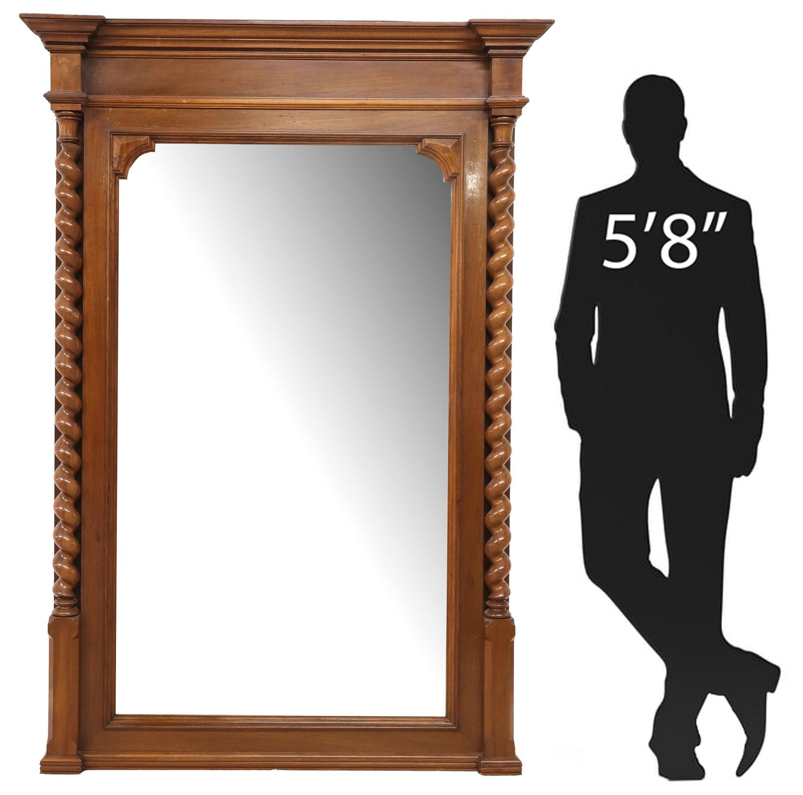 ITALIAN CARVED SPIRAL TWIST PIER MIRROR, 73"H X 50.5" (1 of 4)