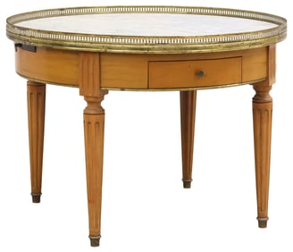 FRENCH LOUIS XVI STYLE MARBLE-TOP MAHOGANY BOUILLOTTE TABLE