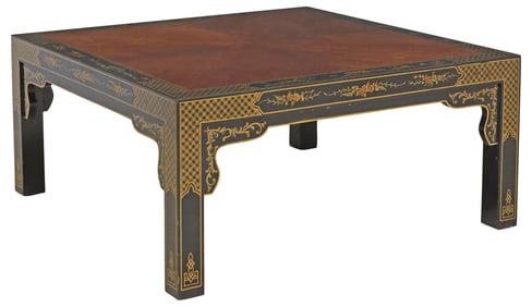 DREXEL HERITAGE (ATTRIB.) CHINOISERIE BLACK LACQUERED COFFEE TABLE