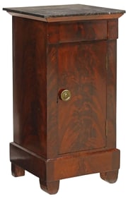 FRENCH LOUIS PHILIPPE MARBLE-TOP MAHOGANY BEDSIDE CABINET