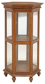 ITALIAN CARVED WALNUT GLAZED VITRINE/ DISPLAY CABINET