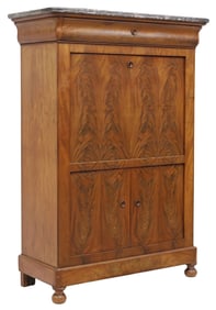 FRENCH LOUIS PHILIPPE PERIOD FLAME MAHOGANY SECRETAIRE A ABATTANT