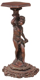 ROCOCO STYLE FIGURALDRAPED PUTTO PEDESTAL / PLANT STAND