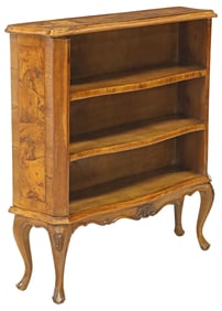 ITALIAN VENETIAN PATCHWORK SERPENTINE FORM OPEN BOOKCASE