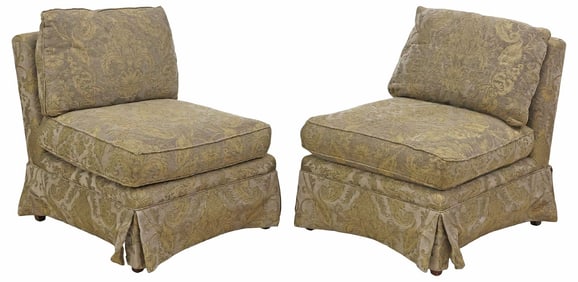 (2) SHERRILL FURNITURE UPHOLSTERED SLIPPER CHAIRS