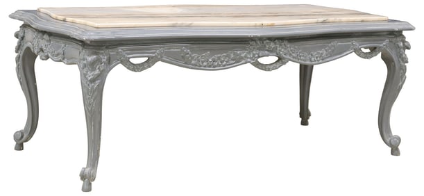 LOUIS XV STYLE GRAY-PAINTED COFFEE TABLE