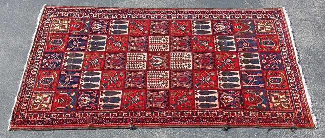 HAND-TIED BAKHTIARI PANEL DESIGN RUG, 10'1" X 5'6"