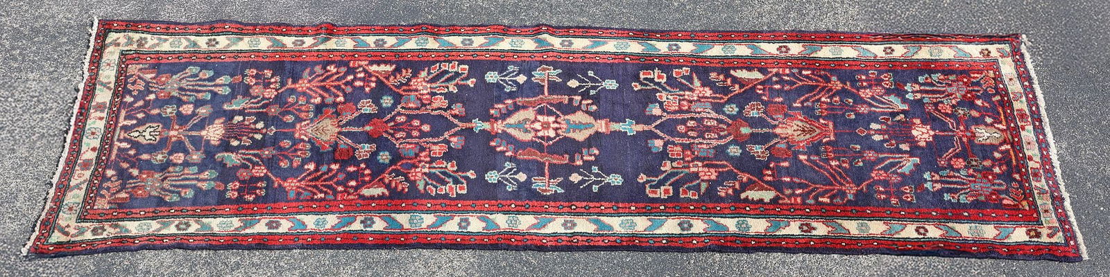 HAND-TIED PERSIAN HAMADAN RUNNER, 11' X 3'5" (1 of 3)