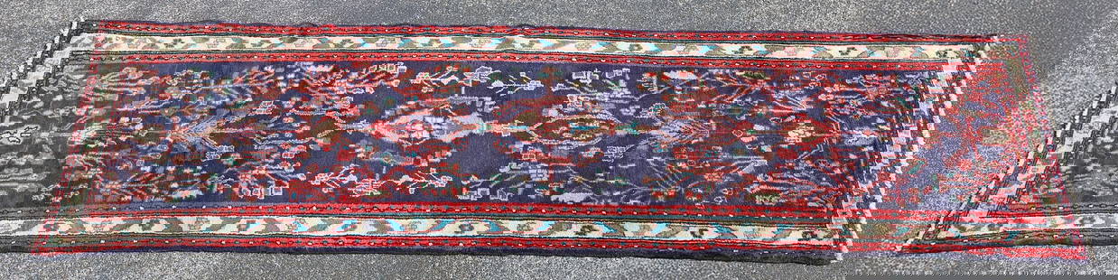 HAND-TIED PERSIAN HAMADAN RUNNER, 11' X 3'5": Hand-tied Persian Hamadan estate runner, approx 11&#39;l, 3&#39;5&quot;w&nbsp;**Please Note: All of the rugs offered in this auction would likely benefit from a professional cleaning. Estate rugs may