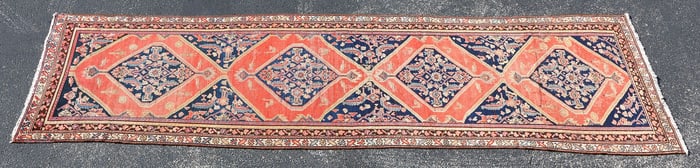 HAND-TIED ESTATE RUNNER, 12'9" X 3'3"