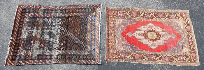 (2) SMALL HAND-TIED ESTATE RUGS